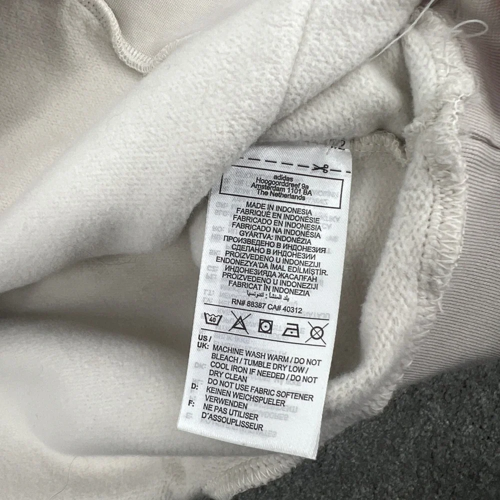 Adidas Logo Mens‎ Essentials Fleece Hoodie 2XL Cream Pullover Sweatshirt